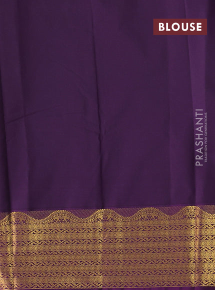 Lime Green & Purple Semi Kanchipram Silk - Checks