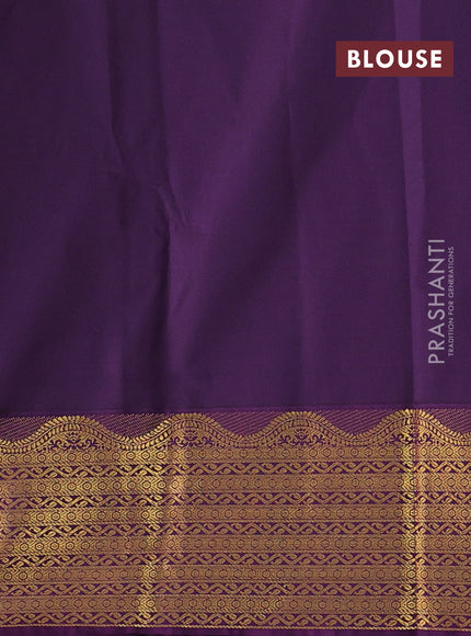 Greem & Purple Semi Kanchipram Silk - Checks