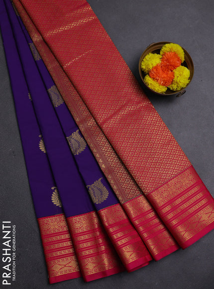 Violet & Pink Semi Kanchipram Silk - Buttas