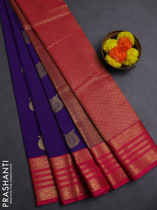 Violet & Pink Semi Kanchipram Silk - Buttas