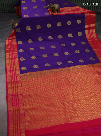 Violet & Pink Semi Kanchipram Silk - Buttas
