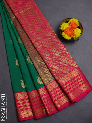 Green & Pink Semi Kanchipram Silk - Buttas