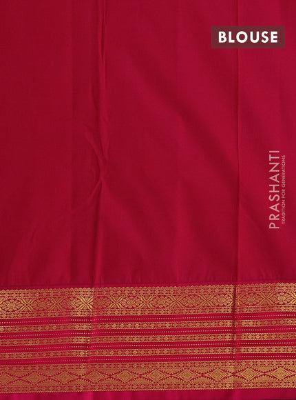 Bottle Green & Pink Semi Kanchipram Silk - Buttas