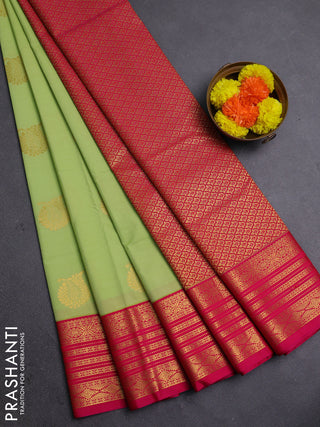 Pista Green & Pink Semi Kanchipram Silk - Buttas
