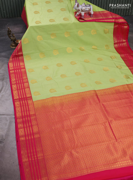 Pista Green & Pink Semi Kanchipram Silk - Buttas