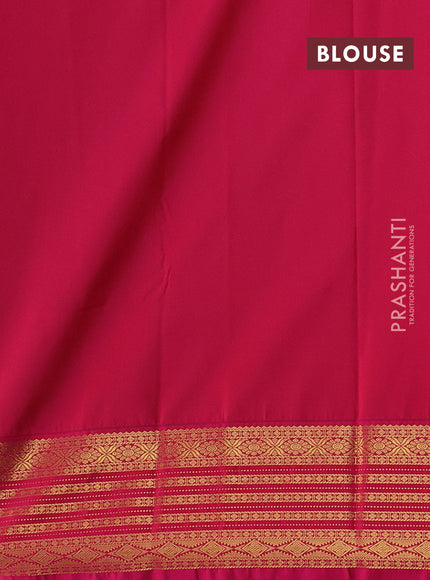Teal Green & Pink Semi Kanchipram Silk - Buttas