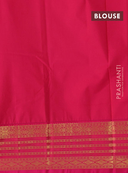 Mustard Yellow & Pink Semi Kanchipram Silk - Buttas