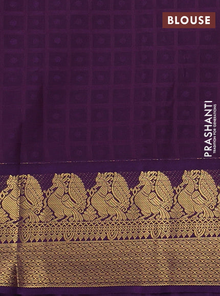 Rust & Violet Semi Kanchipram Silk - Buttas