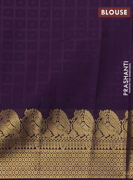 Aqua Blue & Violet Semi Kanchipram Silk - Buttas