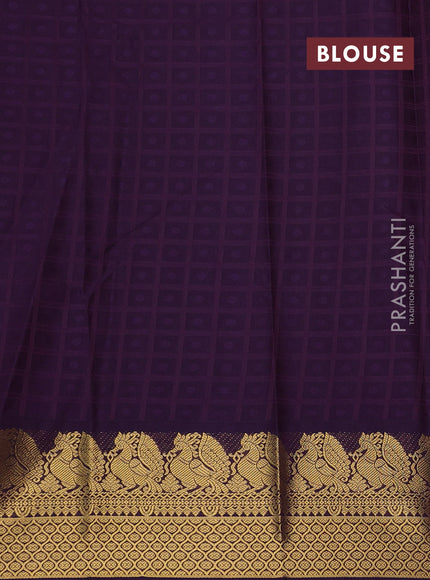Cream & Purple Semi Kanchipram Silk - Buttas