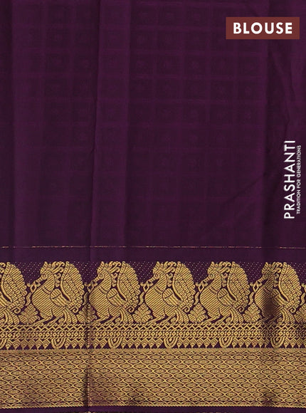 Red & Purple Semi Kanchipram Silk - Buttas