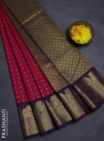 Pink & Violet Semi Kanchipram Silk - Buttas