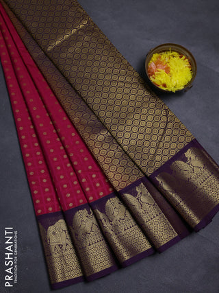 Pink & Violet Semi Kanchipram Silk - Buttas
