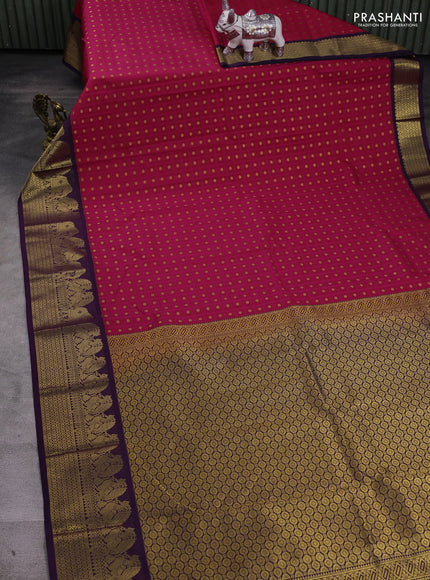 Pink & Violet Semi Kanchipram Silk - Buttas