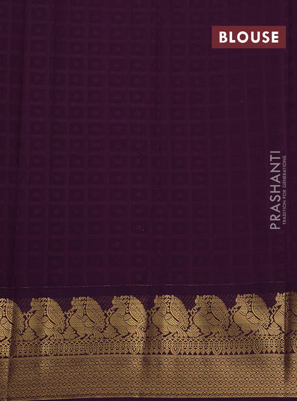 Peach Pink & Purple Semi Kanchipram Silk - Buttas