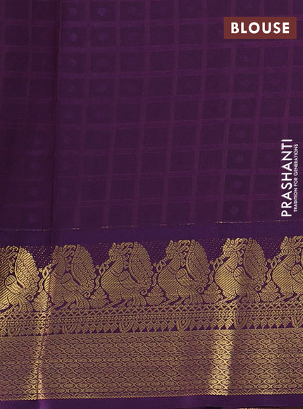 Red & Purple Semi Kanchipram Silk - Buttas