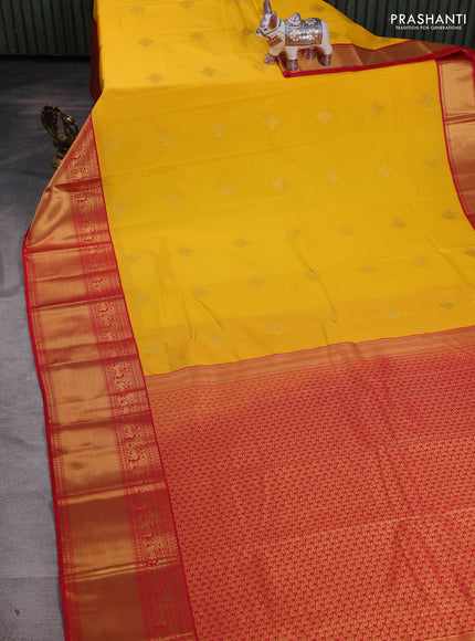 Yellow & Red Semi Kanchipram Silk - Buttas