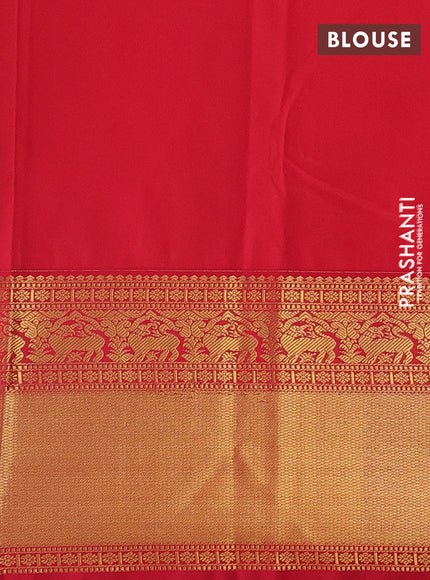 Green & Red Semi Kanchipram Silk - Buttas