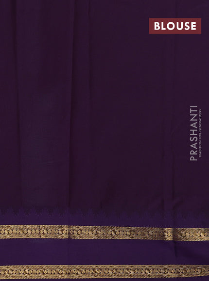 Teal Blue & Violet Semi Kanchipram Silk - Buttas