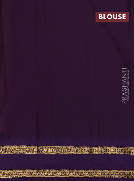 Lime Green & Violet Semi Kanchipram Silk - Buttas