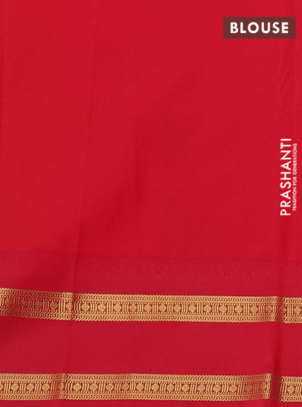 Mustard Yellow & Red Semi Kanchipram Silk - Buttas