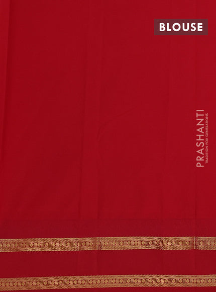 Bottle Green & Red Semi Kanchipram Silk - Buttas