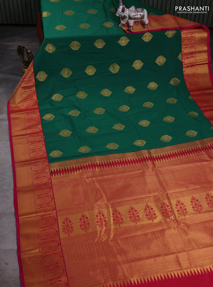 Green & Pink Semi Kanchipram Silk - Buttas