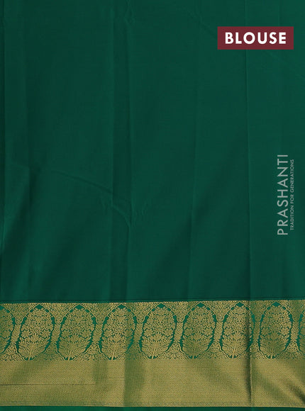 Peach Pink & Green Semi Kanchipram Silk - Buttas