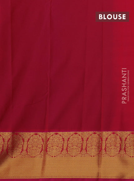Bottle Green & Pink Semi Kanchipram Silk - Buttas
