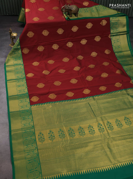 Maroon & Green Semi Kanchipram Silk - Buttas