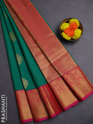 Green & Pink Semi Kanchipram Silk - Buttas