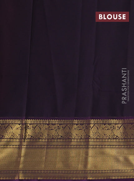 Red & Purple Semi Kanchipram Silk - Buttas