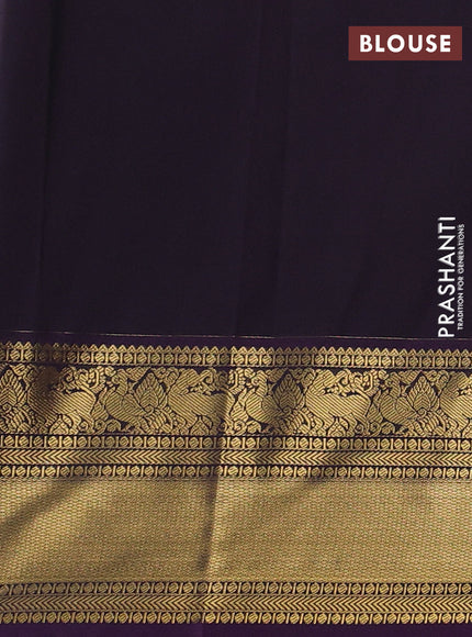 Teal Green & Purple Semi Kanchipram Silk - Buttas