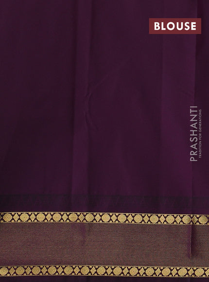 Lime Green & Purple Semi Kanchipram Silk - Buttas