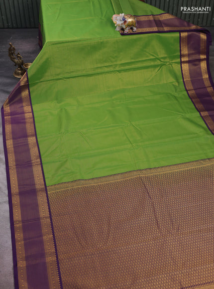 Green & Purple Semi Kanchipram Silk - Buttas