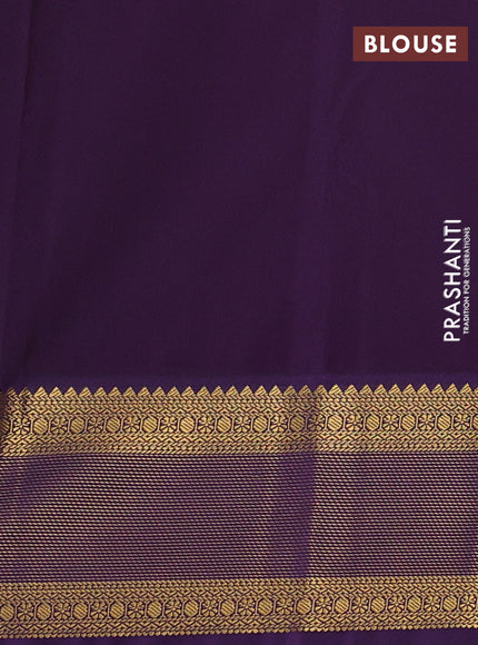 Green & Purple Semi Kanchipram Silk - Buttas