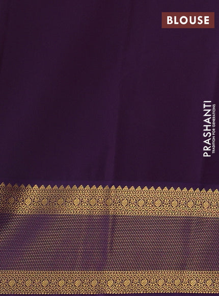 Red & Purple Semi Kanchipram Silk - Buttas