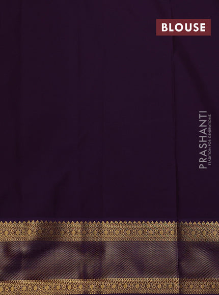 Cream & Violet Semi Kanchipram Silk - Buttas