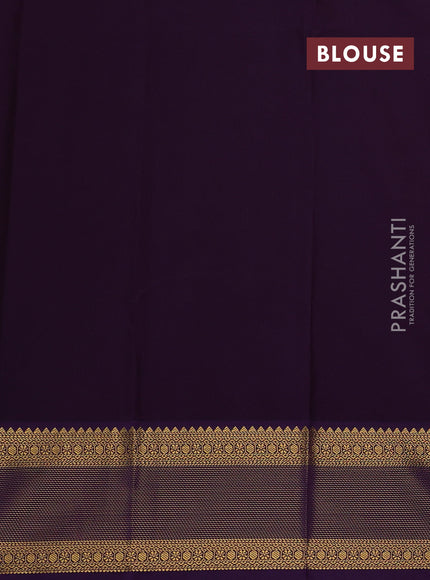 Mustard Yellow & Violet Semi Kanchipram Silk - Buttas