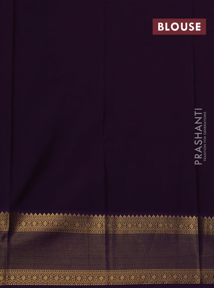 Green & Violet Semi Kanchipram Silk - Buttas
