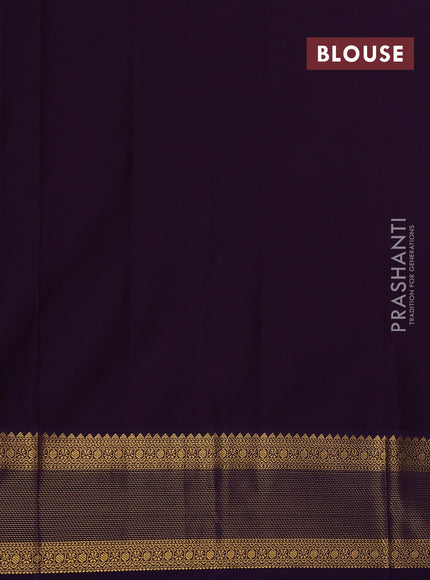 Lime Green & Violet Semi Kanchipram Silk - Buttas