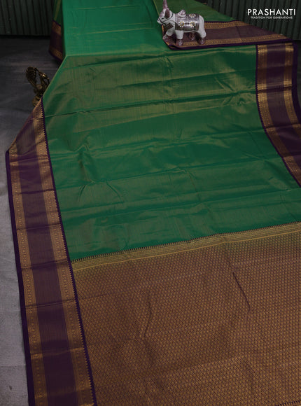 Green & Violet Semi Kanchipram Silk - Buttas
