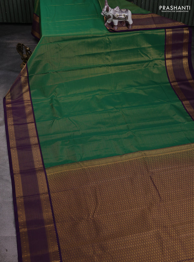 Green & Violet Semi Kanchipram Silk - Buttas