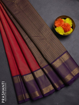 Magenta Pink & Violet Semi Kanchipram Silk - Buttas