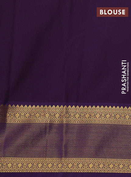 Peacock Blue & Violet Semi Kanchipram Silk - Buttas
