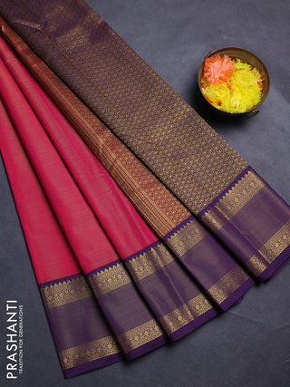 Pink & Violet Semi Kanchipram Silk - Buttas