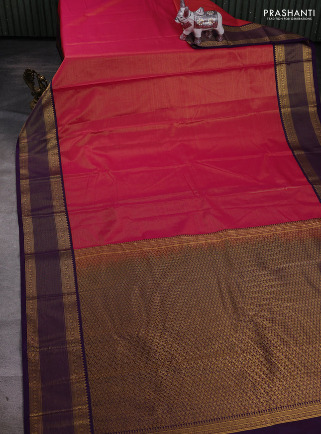 Pink & Violet Semi Kanchipram Silk - Buttas