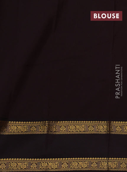 Peach Orange & Coffee Brown Semi Kanchipram Silk - Buttas