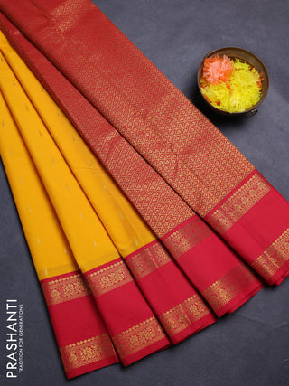 Mango Yellow & Red Semi Kanchipram Silk - Buttas