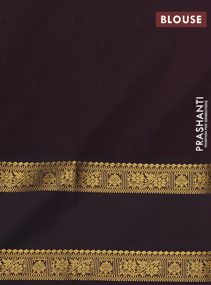 Rust & Coffee Brown Semi Kanchipram Silk - Buttas